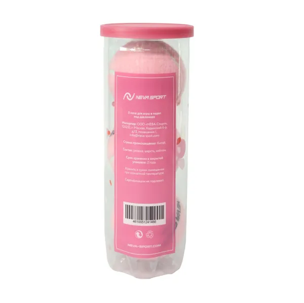 Мяч для падела NS Sakura, UAA2, уп.3 шт, сукно, нат.резина, розовый за 824.50 ₽ в Владикавказе